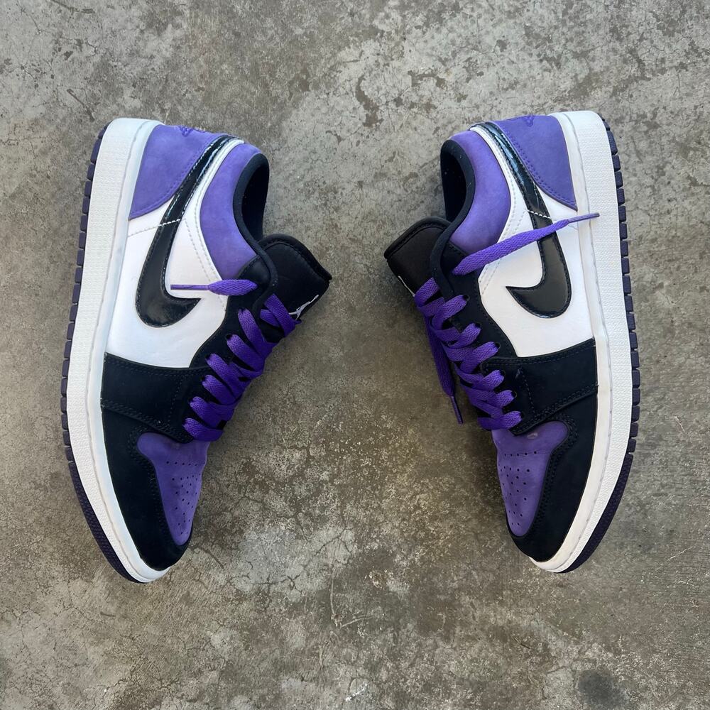 Jordan 1 Low Court Purple 2019 Black White Size 7.5 Men / 9 Women 553558-125